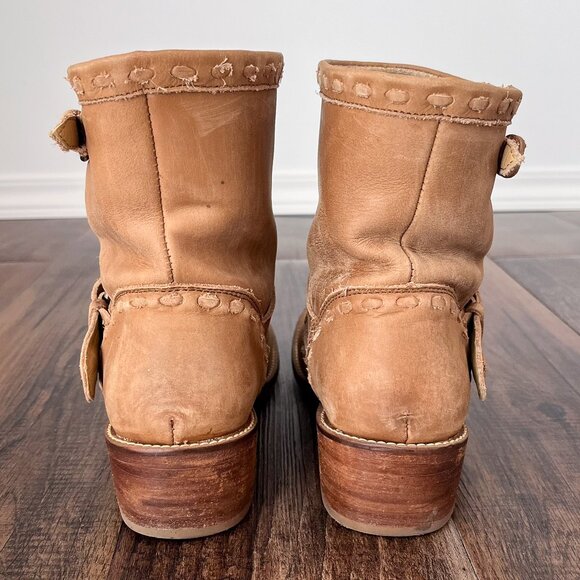 Musse and Cloud Anzel Leather Moto Buckle Boot Distressed Rugged Size 9 Brown - Picture 9 of 16